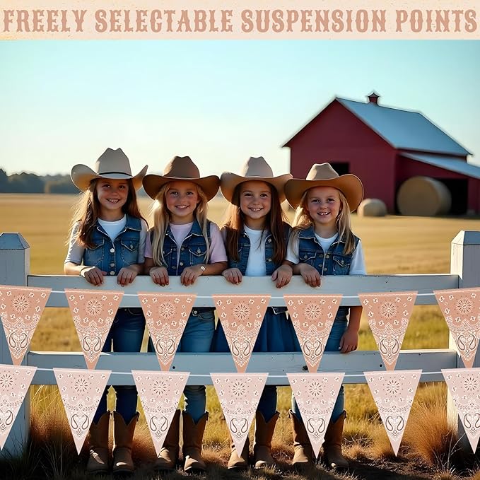 5 Pack Western Cowboy Party Decorations Bandana Pennant Banner Rodeo Party Decorations Banner Wild West Party Decor for Western Cowboy Themed Yee Haw Country Party Supplies