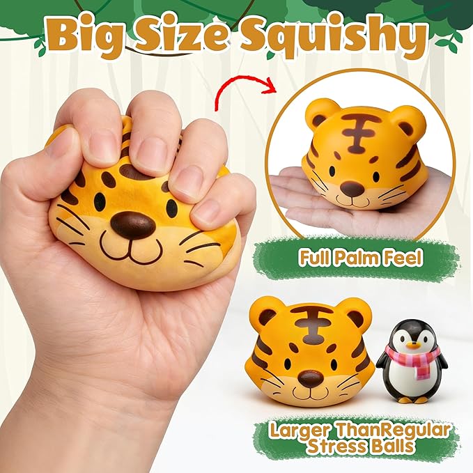 Party Favors for Kids 6PCS Large Animal Squishy Toys, Stress Balls Goodie Bag Stuffers, Pinata Stuffers,Birthday Gifts for Boys & Girls,Treasure Chest Prizes,Classroom Prizes for Kids