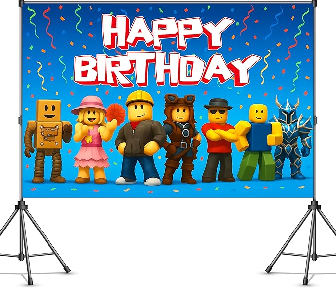 Video Game Birthday Decorations Happy Birthday Banner for Boys 6x4ft Pixel Backdrop Villager Gaming Birthday Party Decorations Video Game Backdrop for Kids Miner Boys Birthday Party Decorations