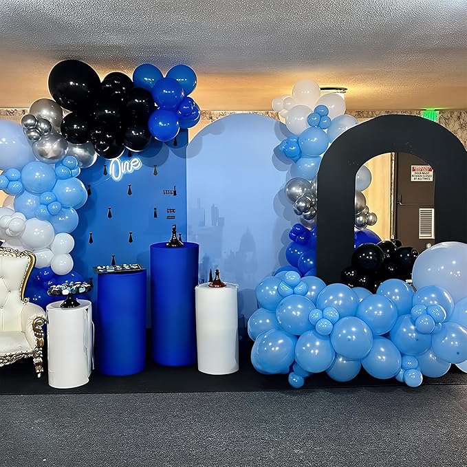 Blue and Black Balloon Arch Kit, 102 Pcs Navy Royal Latex Party Balloons Baby Light Blue Black Balloon Garland Kit for Graduation Boys Baby Shower Gaming Birthday Party Decorations