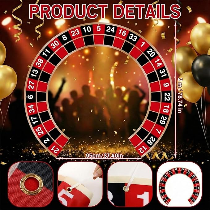Moukeren Large Casino Night Party Decorations Casino Night Porch Entryway Banner Roulette Backdrop Decor Vegas Party Favor Hanging Door Banner Photo Background for Vegas Poker Dice Birthday Decor
