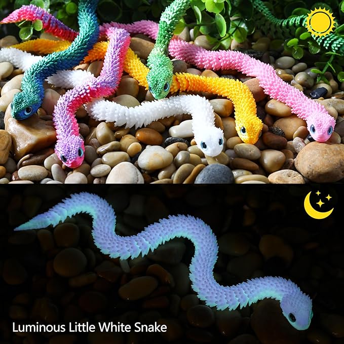 3D Printed Snake,12in Flexible 3D Printed Animal Snake,Christmas Fidget Toys Gifts Halloween Decorations Indoor Outdoor,Decorative Easter for Kids Home Decor. （4pcs）