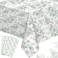 Buryeah 4 Pcs Sage Green Floral Tablecloth for Tea Party Rectangle Disposable Plastic Table Cloth Flower Table Cover for Summer Picnic Wedding Garden Birthday Baby Shower Party Favors, 54 x 108 Inch