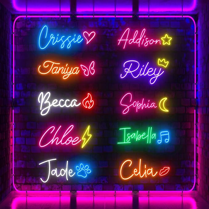 Custom Neon Signs, Neon Sign Customizable for Wall Decor, Custom Kids Name Sign,Personalized Neon Sign for Wedding Birthday Party Christmas Gifts