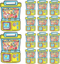 EONSUI 30PCS Plastic Claw Machine Shaped Goodies Bags with Handles for Kids Birthday, Back to School Supplies, Baby Shower, Party, Wedding, Reusable Bulk Gift Wrapper for Candy, Snacks, Chocolate