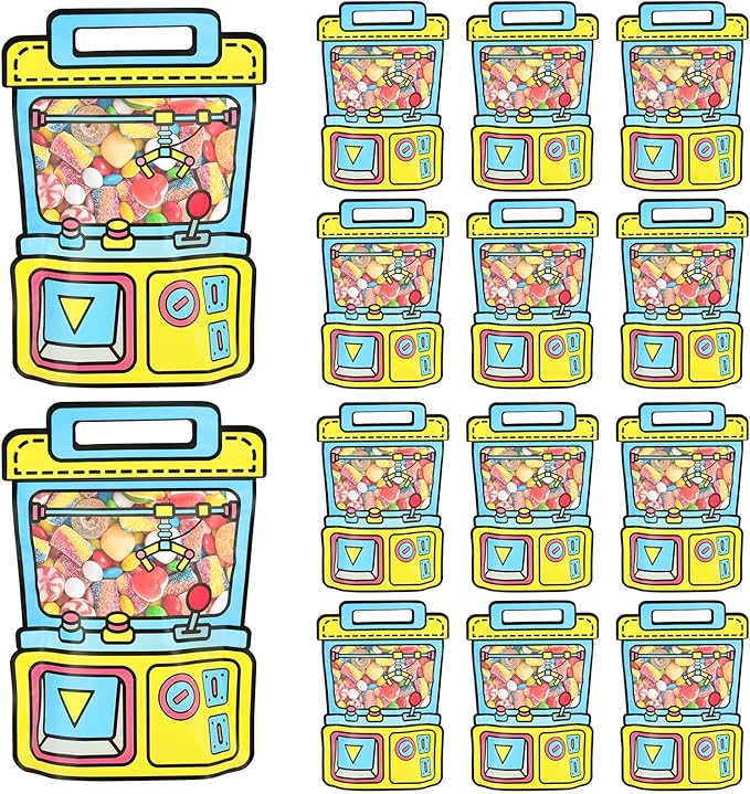 EONSUI 30PCS Plastic Claw Machine Shaped Goodies Bags with Handles for Kids Birthday, Back to School Supplies, Baby Shower, Party, Wedding, Reusable Bulk Gift Wrapper for Candy, Snacks, Chocolate