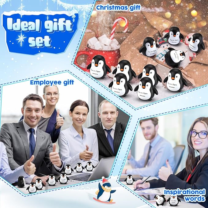 10 Pcs Penguin Stress Balls Emotional Relief Squeeze Stretchy Fidget Inspirational Animal Stress Balls Funny Penguin Plush Toy for Student Coworker Employee Teacher Social Worker