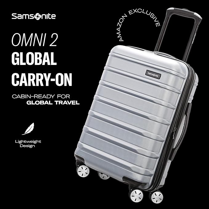 Samsonite Omni 2 International Carry-On Luggage with 360° Spinner Wheels - Scratch Resistant Hardshell - TSA, Airline-Approved - Expandable Polycarbonate Shell for Lightweight Travel - Rose Gold