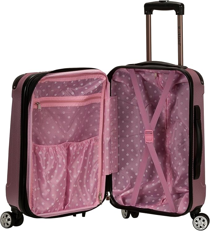 Rockland London Hardside 2 Piece Spinner Wheel Luggage Set, Carry-On 20" and Tote 14", Pink
