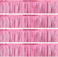 4 Packs Foil Fringe Garland Tinsel Streamers Shiny Wall Hanging Birthday Banner Backdrop for Graduation Wedding Anniversary Celebration Happy Birthday Party Decorations Pink