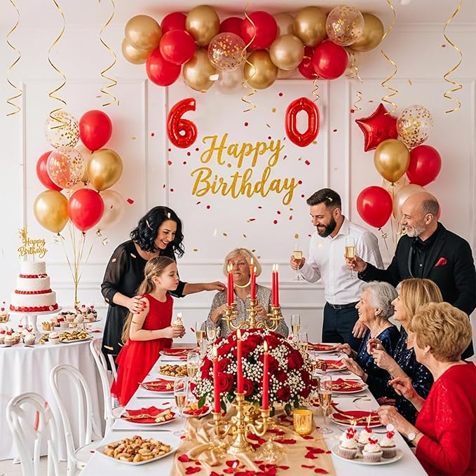 TONIFUL Number Balloons 16 Inch Fat Red 2 Set 0-9 Number Mylar Foil Balloons 20 Pcs Custom digitalal for 2026 New Year Eve Birthday Party Engagement Graduations Anniversary Baby Shower Decor