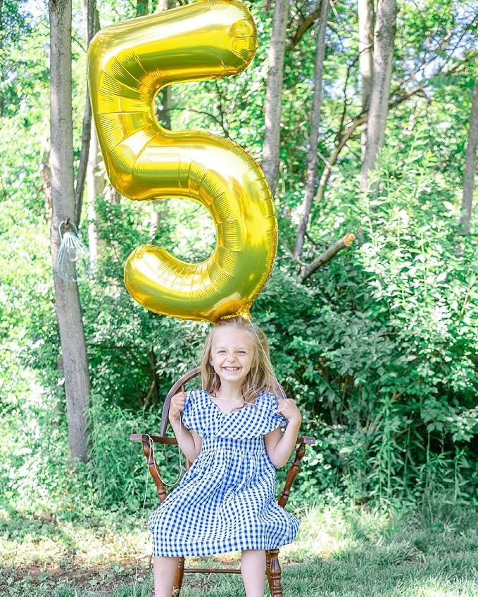 Gold Number 2 Balloon 40 Inch, 2 Balloon Number, 2nd Birthday Decorations for Baby Girls Boys Toddlers