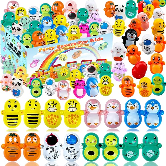 100PCS Mini Tumbler Toys Party Faovrs Pinata Goodie Bag Stuffer Fillers for Kids, Treasure Box Toys for Classroom Preschool Kindergarten Graduation End of the Year School Students Prizes