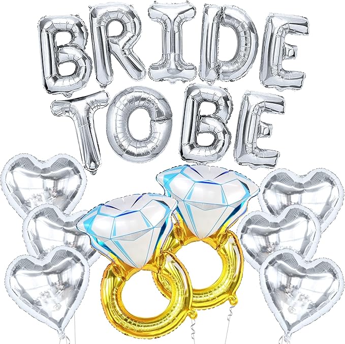 KatchOn, Silver Bride To Be Balloons Set - Pack of 17 | Bride Balloons for Bachelorette Party Decorations, Bride To Be Decorations | Bachelorette Balloons for Bridal Shower Decorations Bridal Sign
