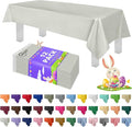 Grandipity 12 Pack Premium Disposable Plastic Tablecloth 54 Inch. x 108 Inch. Decorative Rectangle Table Cover - Light Grey