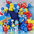 127 PCS Red Blue Yellow Balloon Garland Arch Kit Cartoon Primary Color Balloons with Gold Circle for Cartoon Theme Carnival Circus Baby Shower Birthday Party Decorations