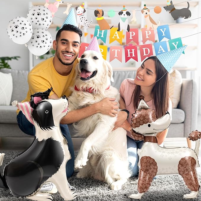 20 Pcs Dog Birthday Party Decoration Set Include Dog Foil Balloons Puppy Birthday Banner Paw Print Balloons Standing Cute Animal for Baby Shower Pets Themed Party Supplies Favors