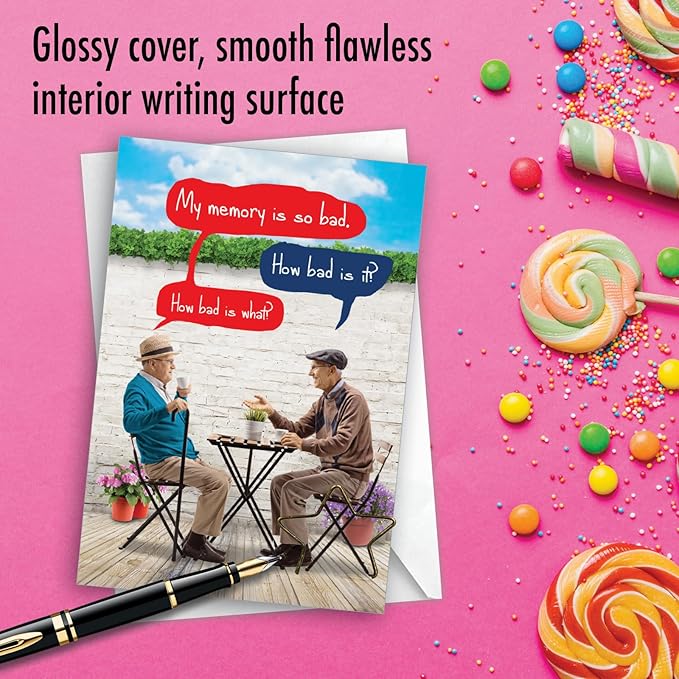 NobleWorks - Funny Birthday Greeting Card with 5 x 7 Inch Envelope (1 Card) Bday Men Bad Memory C8151BDG