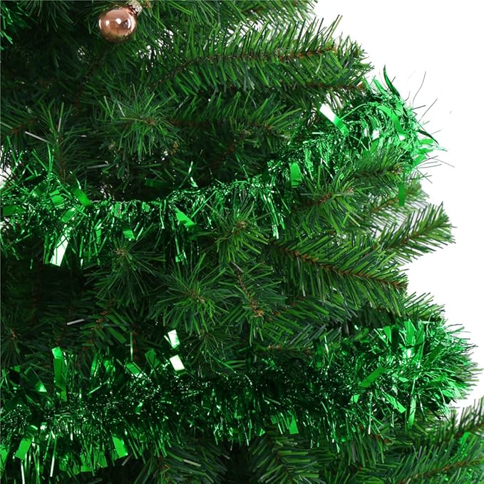 DECORA Green Tinsel Garland for Christmas Tree Decorations St. Patricks Day Wedding Birthday Party Supplies 33 FEET