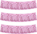BEISHIDA 3 Packs Metallic Foil Fringe Garland Pink Wall Hanging Tinsel Fringe Banners for Car Floats Birthday Baby Bridal Shower Wedding Graduation Holiday Party Decoration(30 Feet)