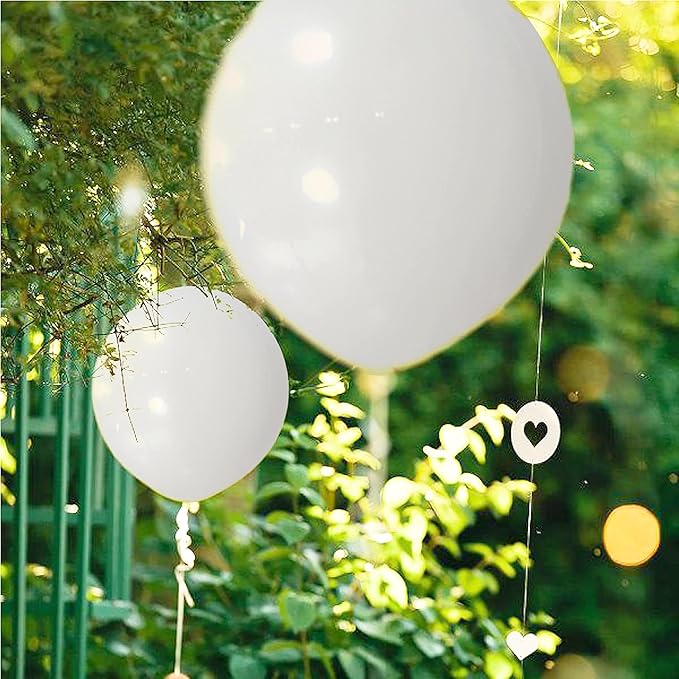 ASIYUHY White Balloons 100 Pack 12 Inch White Latex Party Balloons with 2 Rolls of Ribbon Helium Balloons for Wedding Birthday Party Baby Shower Engagement Anniversary Decorations