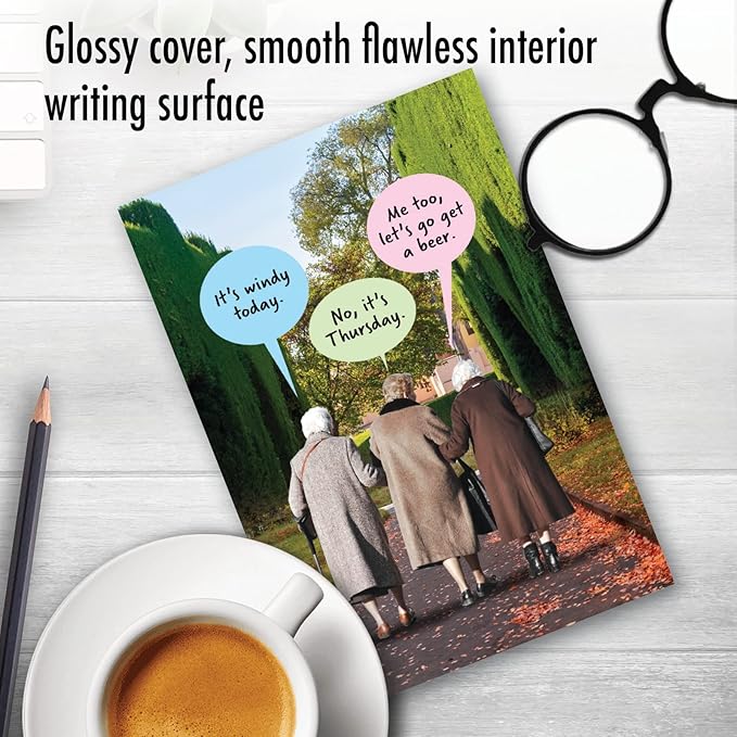 NobleWorks Funny Old Ladies Birthday Greeting Card For Women, Sister, Best Friend with 5 x 7 Inch Envelope (1 Card) Bday It's Windy C10254BDG