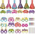 HOWAF New Years Eve Party Supplies 2026, 48 Pieces Colorful New Years Eve Hats Happy New Year Headband 2026 Glasses Party Blowouts and Necklace NYE Party Supplies New Years Eve Accessories Kit