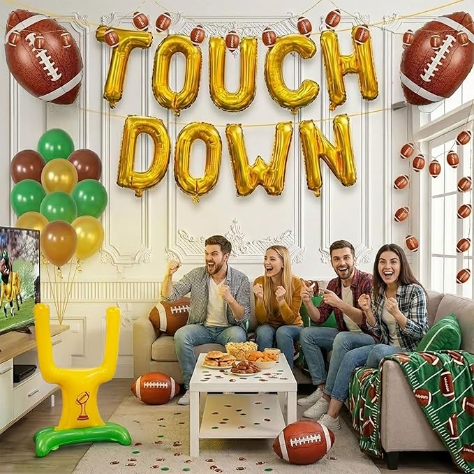 Football Party Decorations & with Football Goalpost Touch Down Letter Banner Foil Balloons for Kids Adults Sports Theme Birthday Major Game Day Tailgating Supplies Season Celebration Supplies