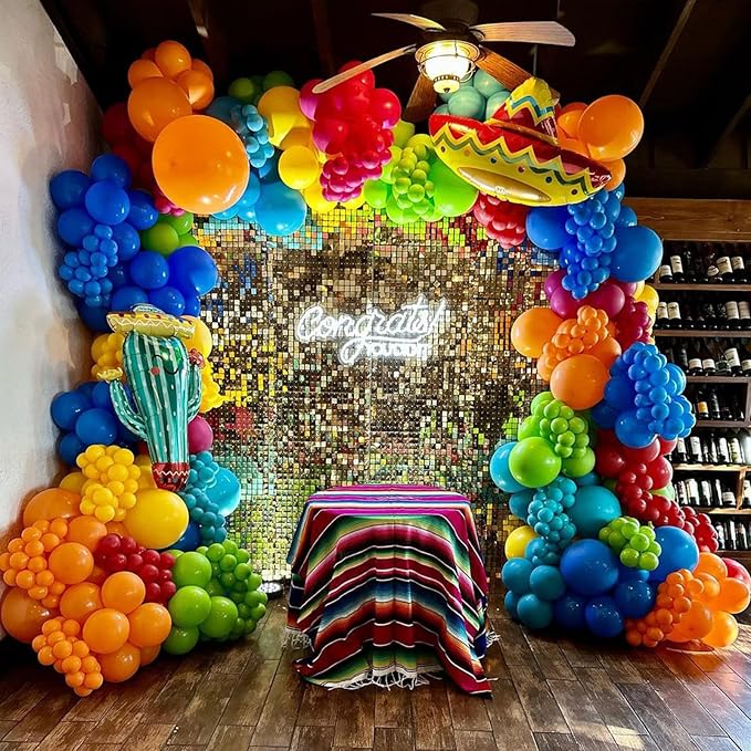 Mexican Fiesta Party Decorations Fiesta Balloon Arch Colorful Mexican Themed Balloons Garland Kit with Cactus Llama Foil Balloons Loteria Cinco De Mayo Party Decor Taco Bar Mexican Birthday Supplies