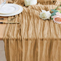 Wokceer Cheesecloth Table Runner Khaki 10FT Boho Gauze Cheese Cloth Table Runner for Party Long Rustic Sheer Table Runners for Baby Bridal Shower Wedding Easter Table Decor