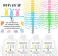 Tondiamo 24 Pcs Easter Gifts for Girls Adjustable Bunny Bracelets Christian Easter Rabbit Bracelets Cute Bulk Multicolor Bunny with Card and Mesh Bags for Women Teens