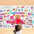 Valentines Coloring Tablecloth/Poster, Valentines Day Gifts for Kids Classroom, Valentines Day Decorations, 72"X30" Giant Paper Coloring Banner Tablecloth for Kids Crafts Activities Party Decorations