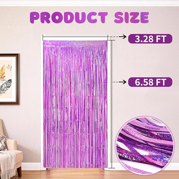 2 Pack Shiny Pink Foil Fringe Curtains | Party Streamers & Photo Booth Backdrop for Birthday, Wedding, Baby Shower, Bachelorette & Graduation
