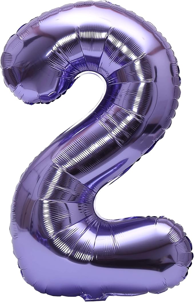 YPSelected 32 Inch Large Foil Helium Number Balloon Birthday Wedding Party 0-9 (Purple, 2)