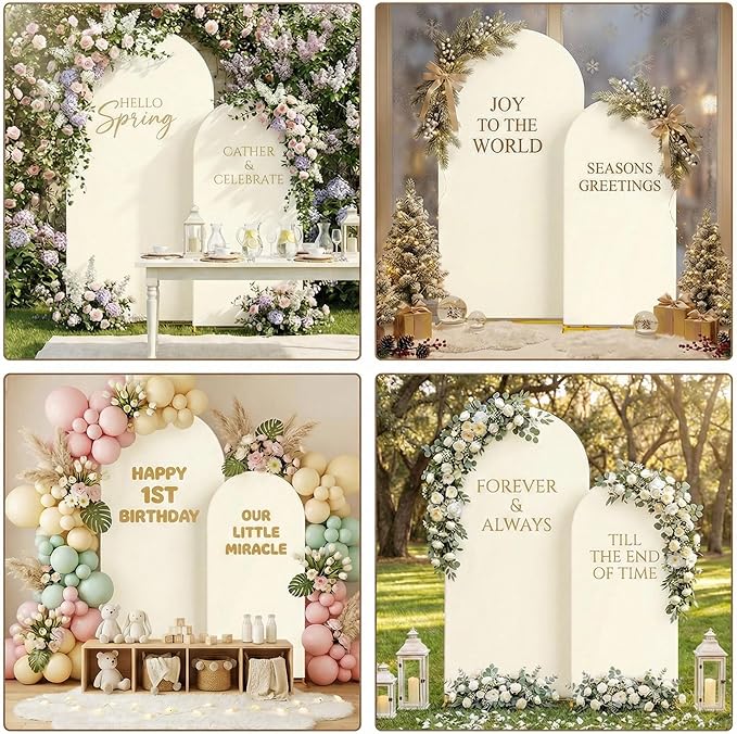 Metal Arch Backdrop Stand and Cover Set, 8FT, 7.2FT Party Backdrop, Easy to Assemble, Backdrop Stand for Parties, Birthday, Baby Shower