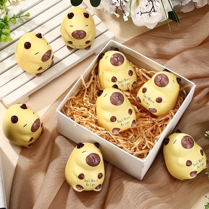 20 Pcs Capybara Party Favors Positive Capybara Squeeze Stress Balls Inspirational Funny Animal Stress Toy Emotional Relief Sensory Toys Appreciation Gifts for Coworker Staff Employee