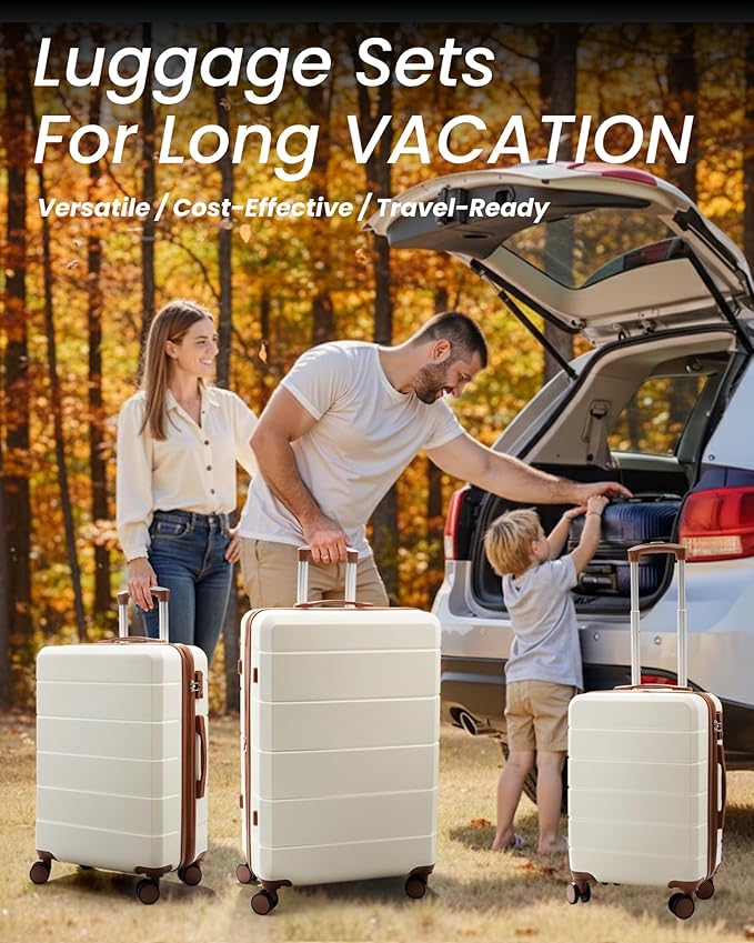 YOETEY Luggage Sets 3 Piece, Expandable Hardshell Suitcase with TSA Lock & Silent Spinner Wheels, Lightweight Hardside Travel Suitcase Set for International Trips (20/24/28 in, Blue)