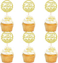 Ercadio 24Pcs Happy Easter Cupcake Toppers Glitter Golden Happy Easter Eggs Cupcake Picks for Easter Day Theme Baby Shower Easter Birthday Wedding Anniversary Party Cupcake Decorations