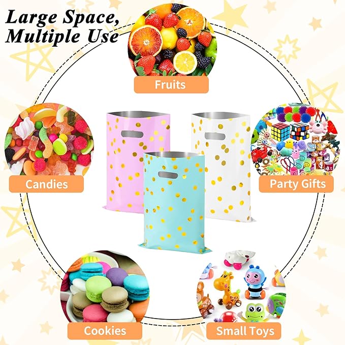 GIFOHAPY Party Favor Bags for Kids, 40PCS Goodie Bags for Birthday Party, 9.8" H*6.7" W Plastic Gift bags with Handle，Treat Bags for Baby Shower, Wedding,Thanksgiving,Classroom
