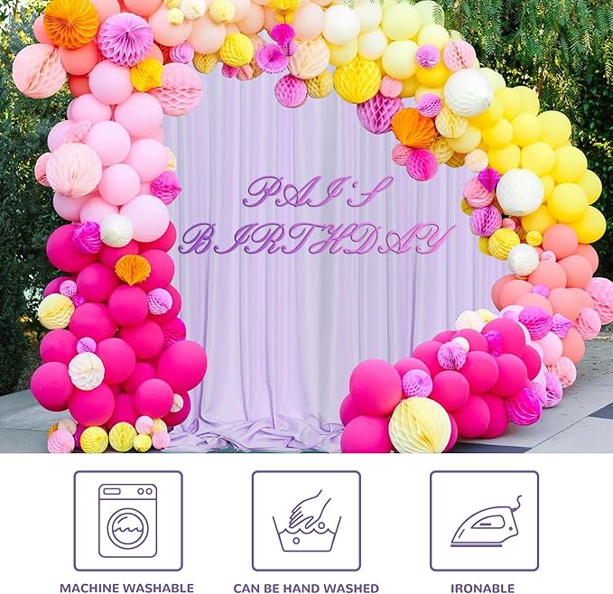 MEETSKY Purple Backdrop for Parties Wedding Lavender Backdrop Curtains Rod Pocket Drapes Fabric Decoration for Grils Birthday Backdrops Party Baby Shower Photoshoot,5ft x 10ft,2 Panels