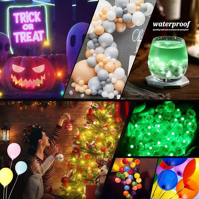 200pcs LED Green Balloon Lights, Round LED Mini Lights for Paper Lantern Balloon Birthday Party Event Indoor Outdoor Wedding Decoration Halloween Christmas Supplies