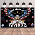 Red Blue 250 Years America Backdrop Banner Photography Background for 250th Anniversary USA Theme 4th of July Independence Day Home Garden Outdoor Party Decorations Supplies 72.8 * 43.3in