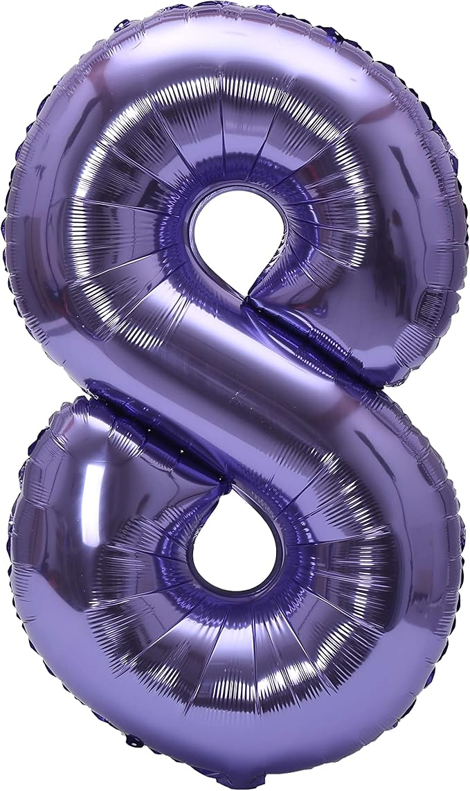 YPSelected 32 Inch Large Foil Helium Number Balloon Birthday Wedding Party 0-9 (Purple, 8)