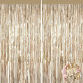 2Pack Champagne Gold Foil Fringe Backdrop Curtains, Tinsel Door Streamers, Fringe Backdrop for Birthday Decorations Graduation New Years Eve, Wedding, Baby Shower, Gender Reveal, Disco Party Decors