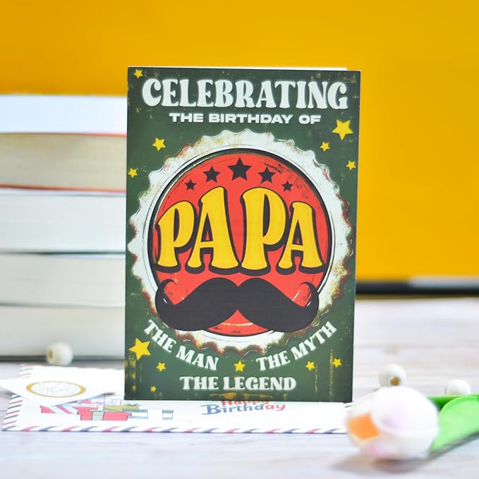 Grandpa Birthday Card, Birthday Card for Papa with Seal and Envelope, Papa Cards from Kids, Granddaughter, Grandson