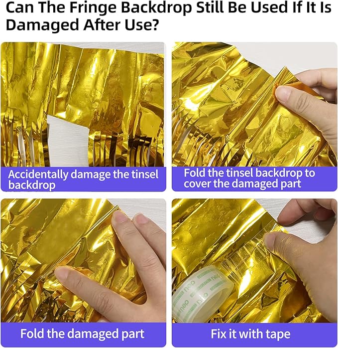 Gold Tinsel Backdrop Easter Decorations 3.3x8.2 ft, 2 Pack Foil Fringe Curtains for New Year, Photo Booth Props Door Streamers for St Patricks Day Birthday Thanksgiving Christmas Halloween Party