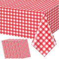 6pcs 54X108inch Red Checkered Tablecloth,Red Gingham Tablecloths Buffalo Plaid Disposable Plastic Table Covers for Birthday Baby Shower Bridal Wedding Party Birthday Decorations