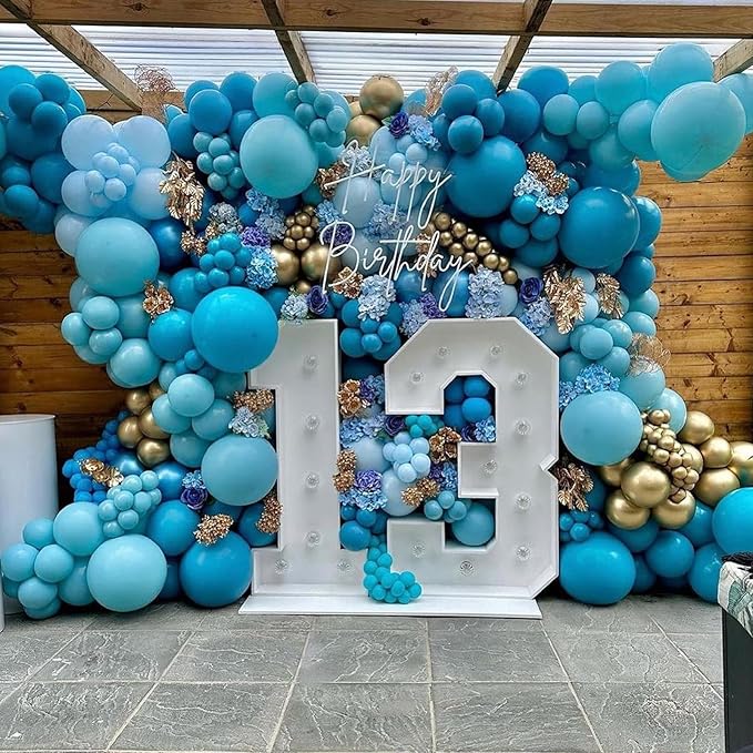 Peacock Blue Balloons 12 Inch, 100 Pack Turquoise Blue Balloon Teal Blue Latex Balloons Matte Dark Teal Aqua Blue Helium Balloons for Birthday Baby Shower Wedding Whale Theme Party Decorations