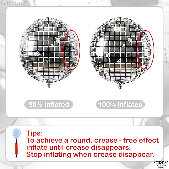 KatchOn, Silver Disco Ball Balloons - 22 Inch, Pack of 12 | Shiny Disco Ball for Disco Party Decorations | 4D Sphere Disco Balloons for Disco Bachelorette Party Decoration, Graduation Decorations 2026