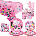 Spa Party Supplies - Makeup Theme Party Tableware - Dinner Plates Desserts Plates Cups Napkins Spa Makeup Tablecover Straws for Girls Women Slumber Pamper Spa Birthday Party Decoration, Serves 20 (20)